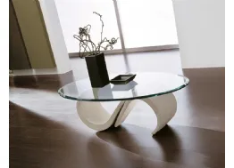 Tavolino in vetro con basamento realizzato in marmo sintetico Mara di La Primavera