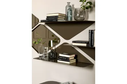 Mensola Matrix shelf in metallo con specchi di Tonin Casa
