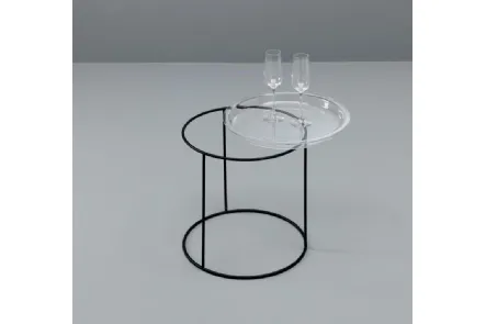 Tavolino rotondo Arias con top in vetro temperato e base in metallo verniciato di Stones
