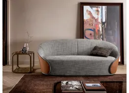 Divano avvolgente dal design ricercato in tessuto con rivestimento esterno in pelle Mama sofa di Tonin Casa