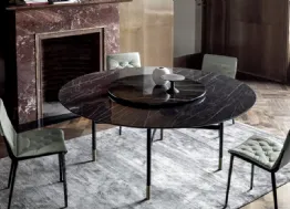 Tavolo Glamour Rotondo con top in marmo e base in acciaio laccato di Bontempi