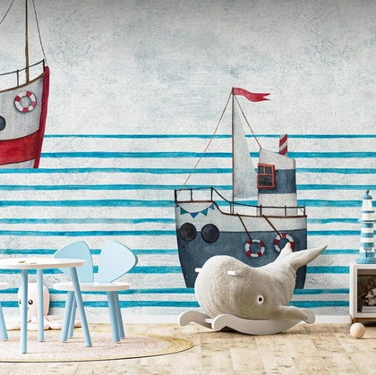 Carta da parati per camerette The Boats di Instabilelab