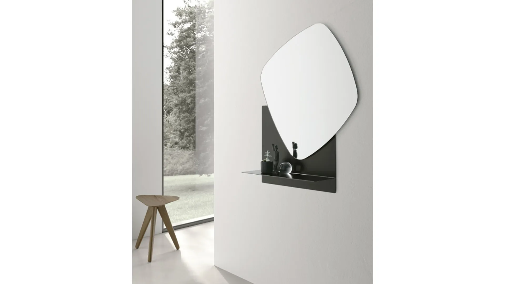 Specchio con mensola in metallo Double Trouble di Target Point