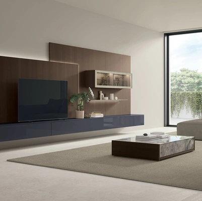 Tavolino Kenzo in glass decor e materico rovere di Tomasella