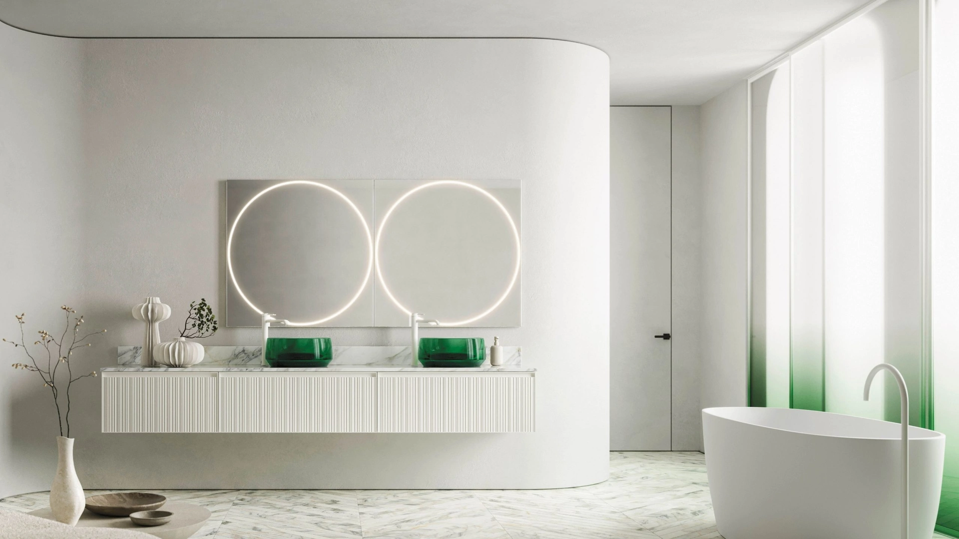 Mobile da Bagno sospeso Absolute 43 in vetro laccato di Arbi