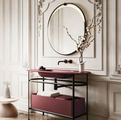 Mobile da Bagno sospeso Almond 02 in laccato opaco di Arbi