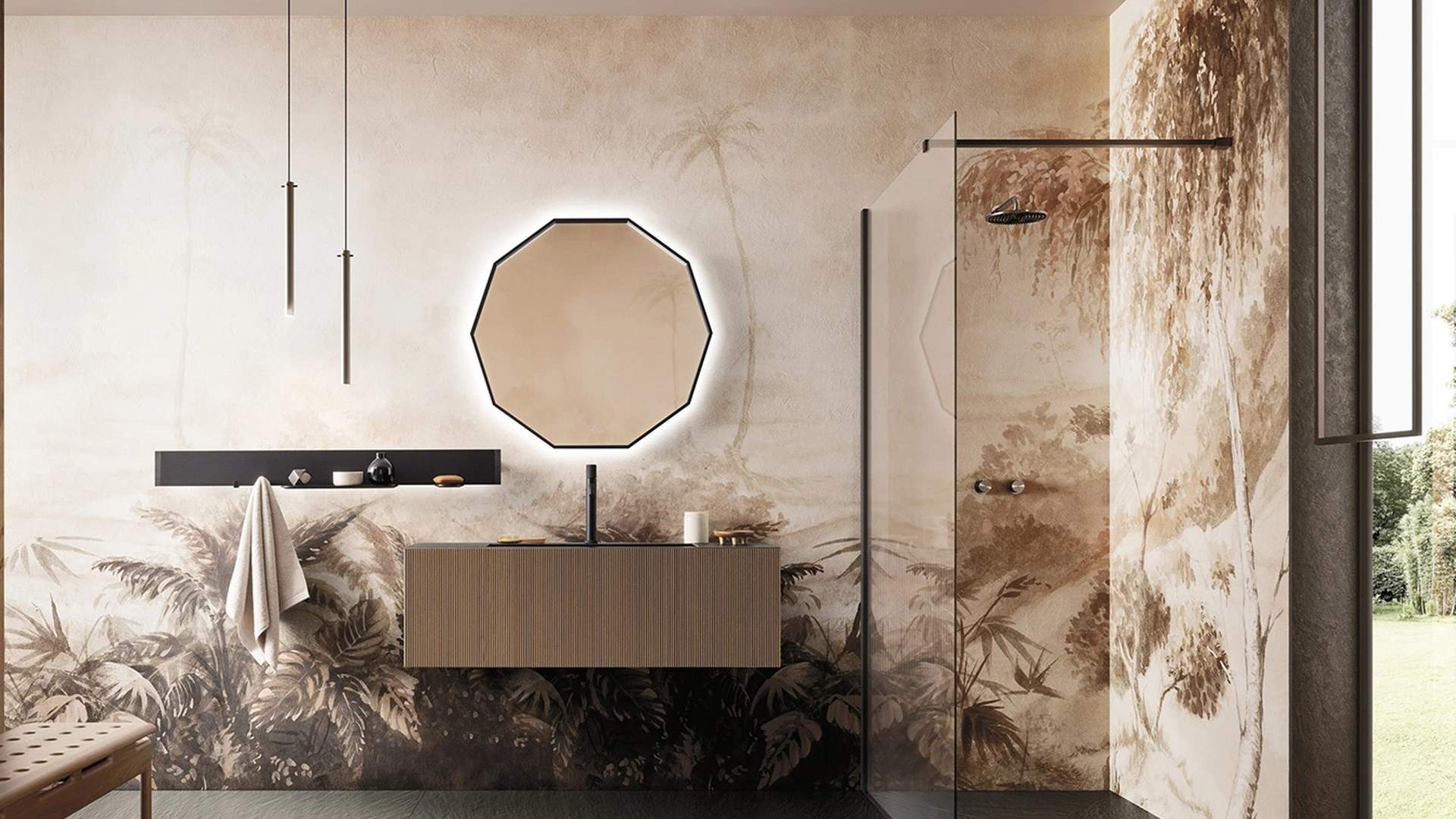 Mobile da Bagno sospeso Luxor 05 in Rovere di Arbi