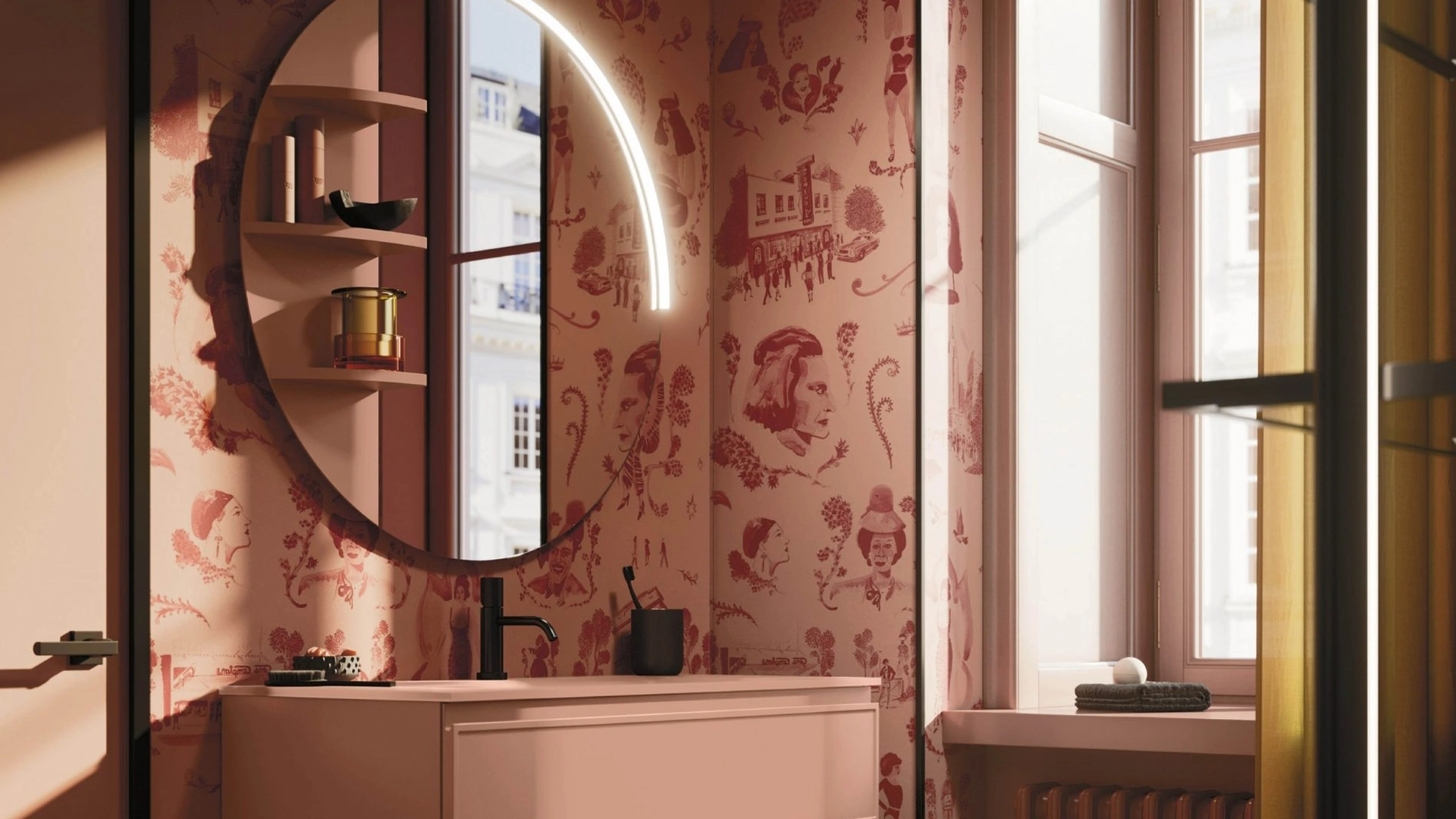 Mobile da Bagno sospeso Decor Pink palette in laccato di Arbi