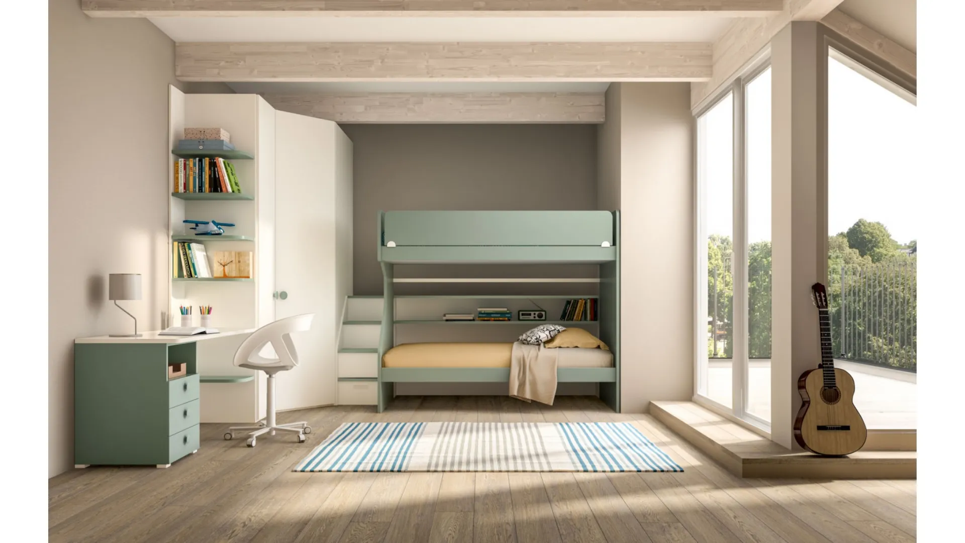 Camera con letto a castello e scrivania Room 164 di Zg Mobili