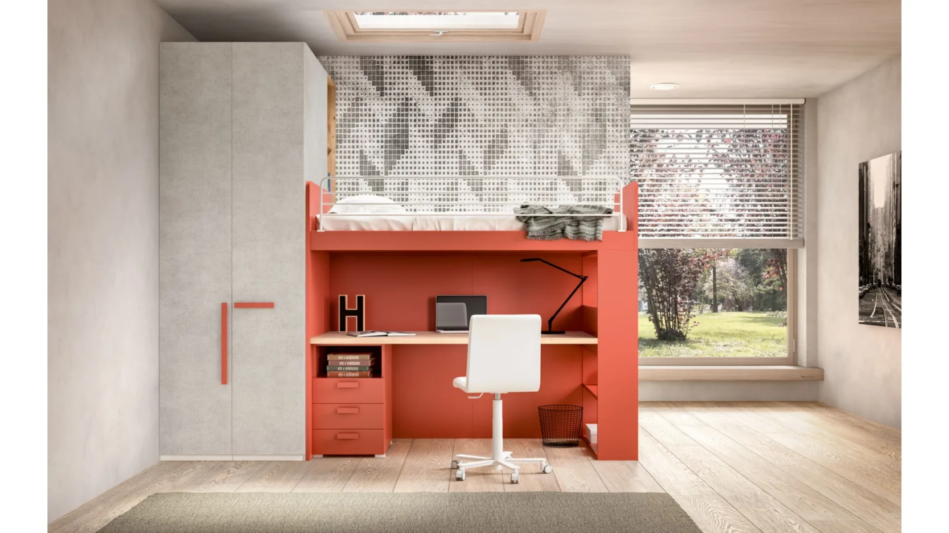 Camera con soppalco e scrivania Room 173 di Zg Mobili