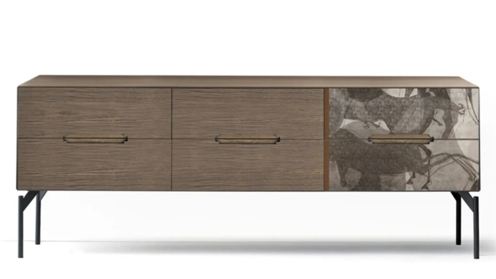 Comò Icon's 102 Iliade V05 in legno con stampa decorativa di Devina Nais