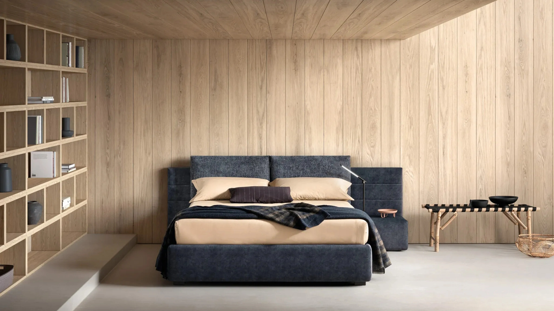 Letto con testiera in tessuto imbottito Smash Bside