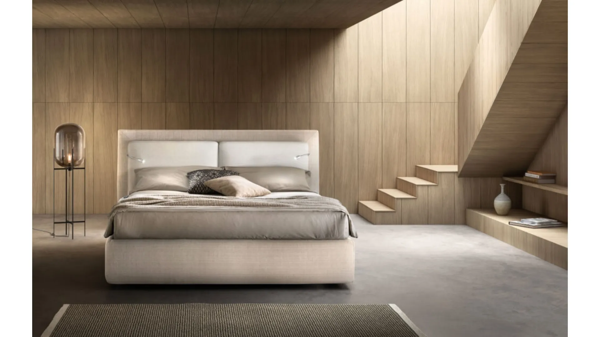 Letto relax in tessuto imbottito con testiera regolabile Flux di Bside