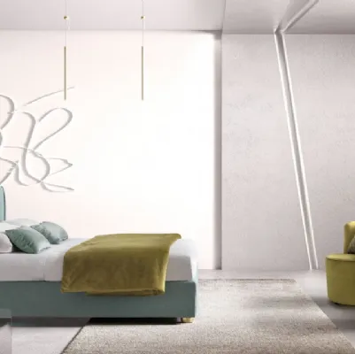 Letto matrimoniale in tessuto con testiera Hesperis di Le Comfort