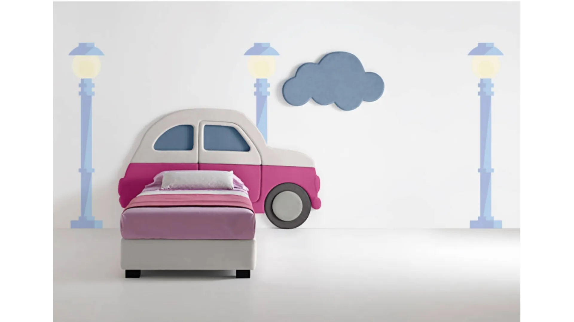 Letto moderno in tessuto per bambini Car di Bside