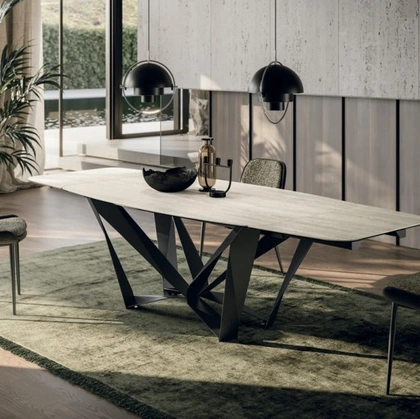 Tavolo allungabile Papillon in ceramica travertino di Sedit