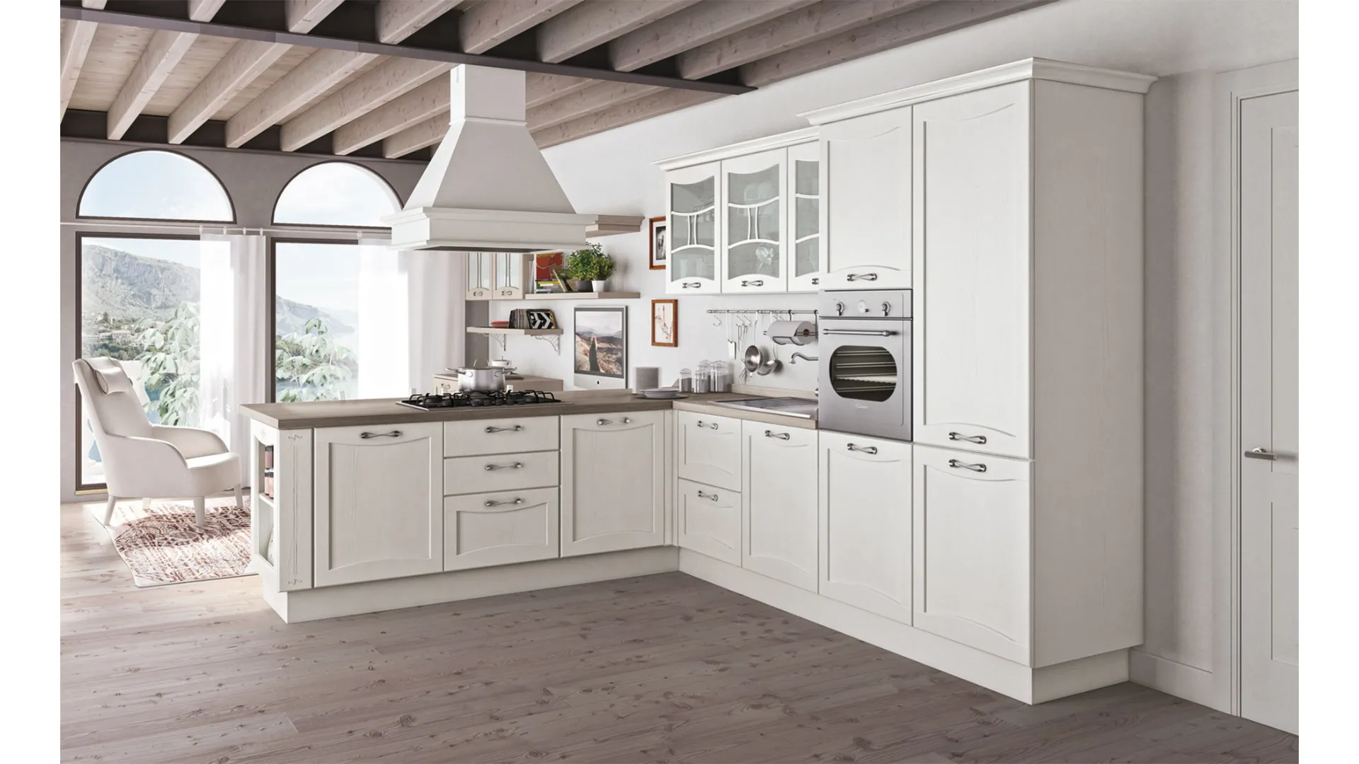 Cucina Classica Aurea con penisola di Creo