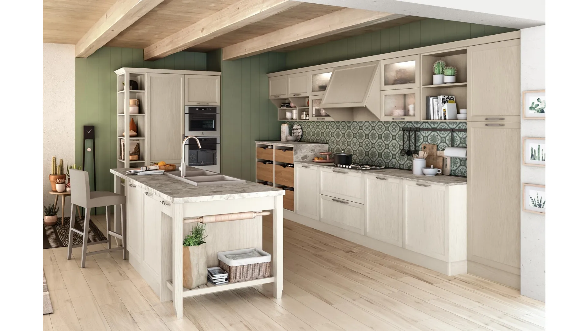 Cucina Classica Contempo con isola in legno di Creo