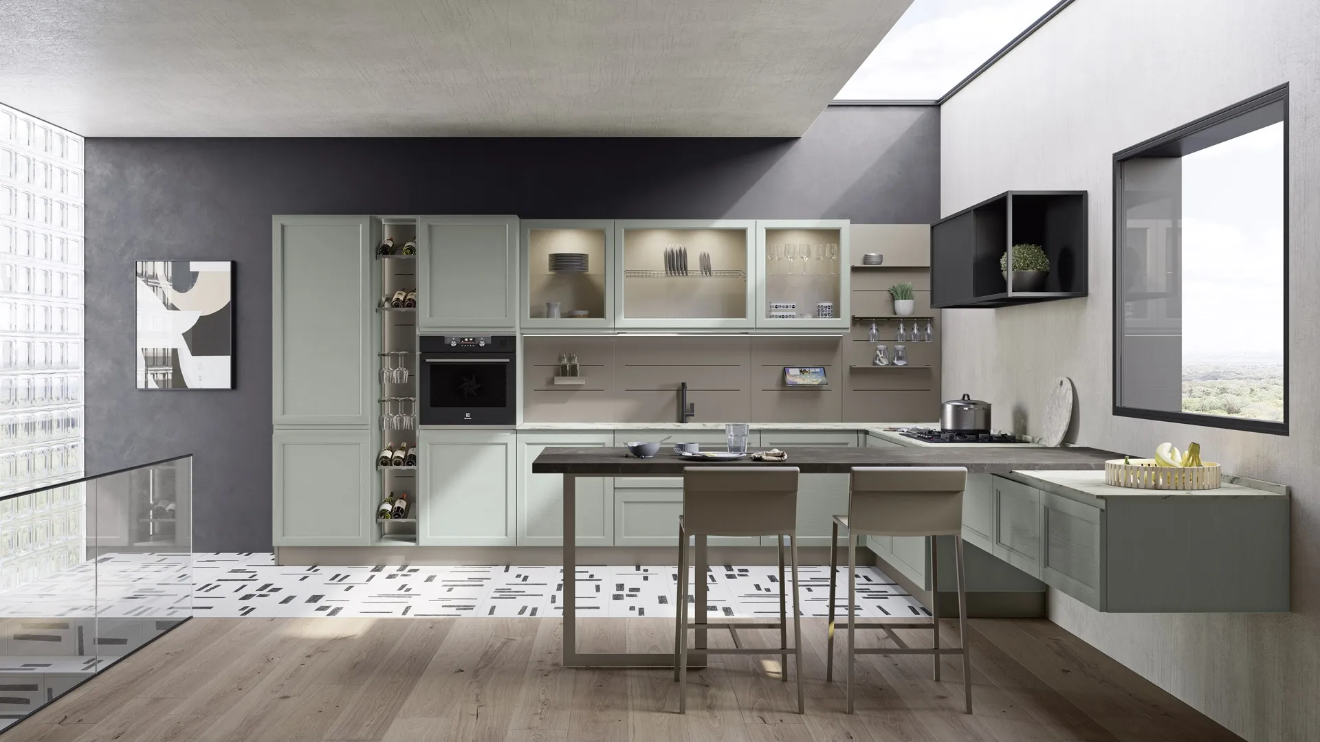 Cucina Classica Selma con penisola di Creo