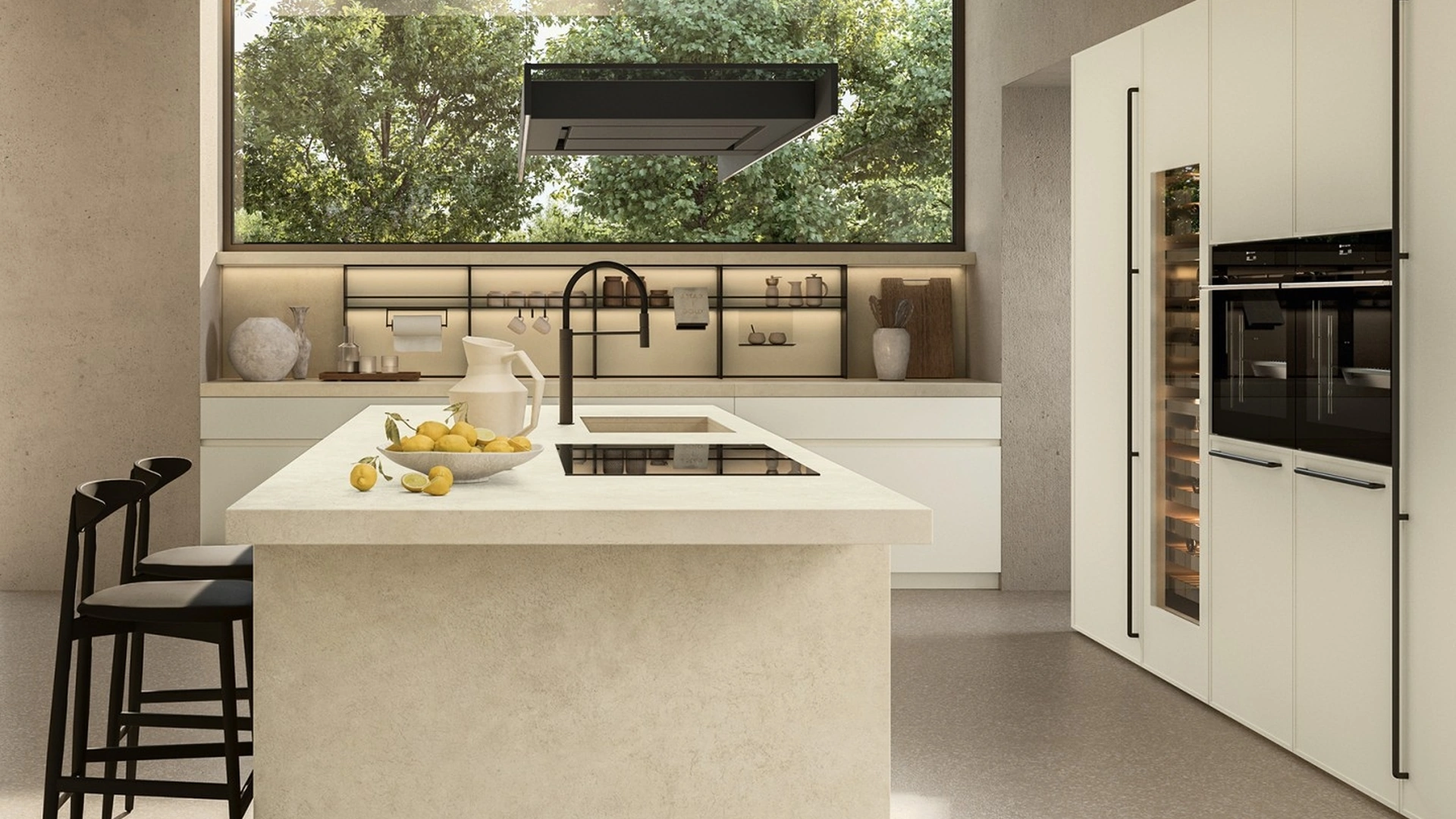 Cucina Design Antis Project 4 in laccato opaco Bianco e gres di Euromobil