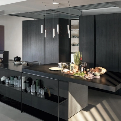 Cucina Design con isola Antis Project 6 in Wood Black di Euromobil
