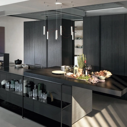 Cucina Design con isola Antis Project 6 in Wood Black di Euromobil