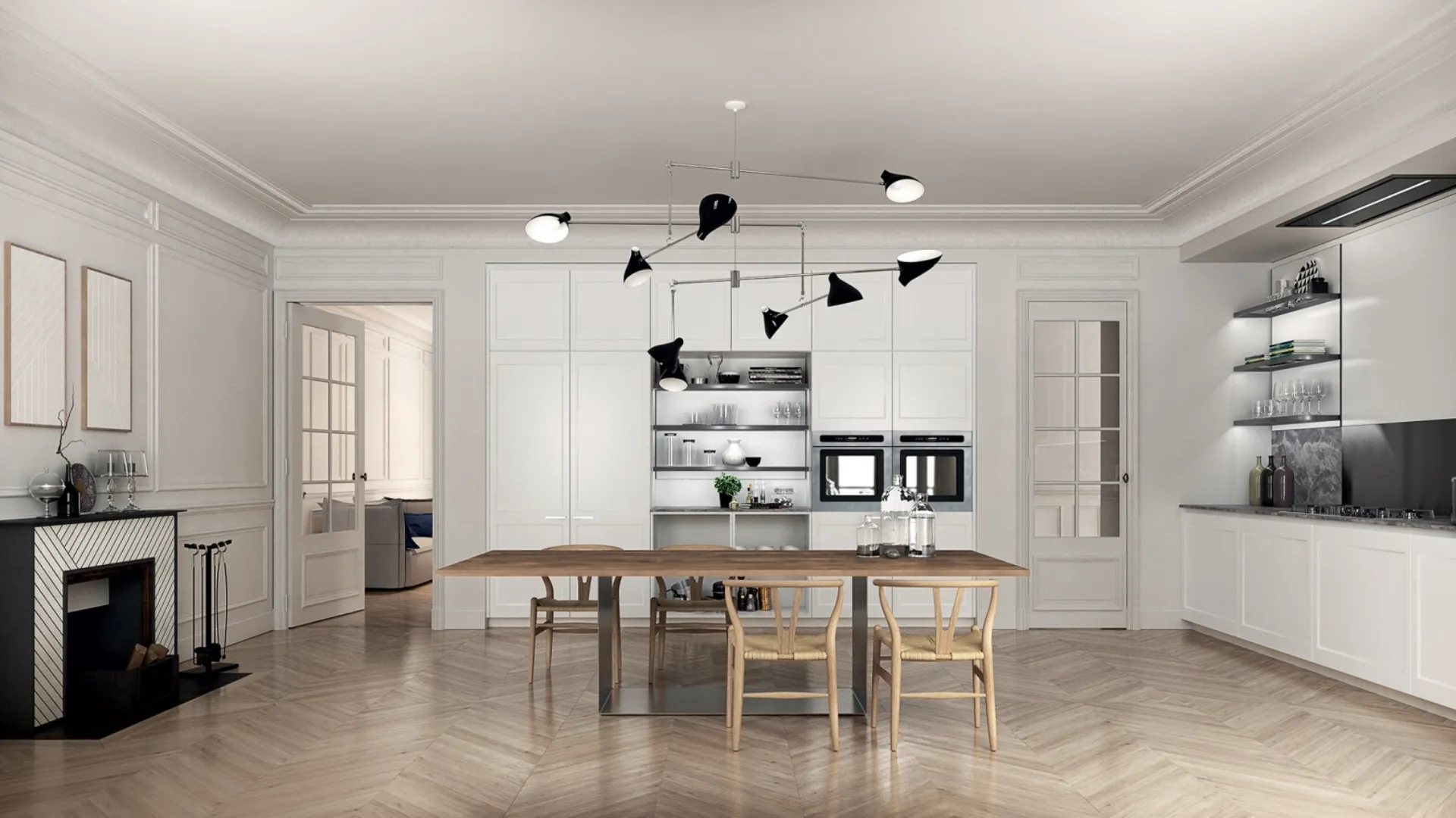 Cucina Design ad angolo Filò Project 3 in laccato opaco Bianco di Euromobil