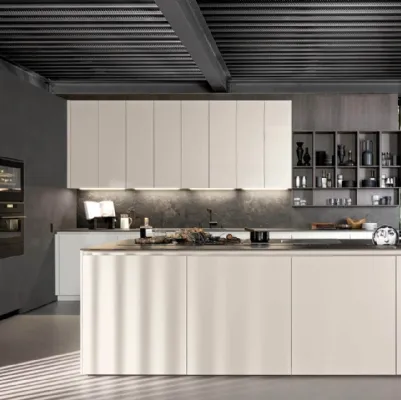 Cucina Design con isola Lain Project 7 in laccato opaco di Euromobil