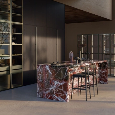 Cucina Design Margo Project 1 in Rovere sabbiato Ghisa e marmo di Euromobil