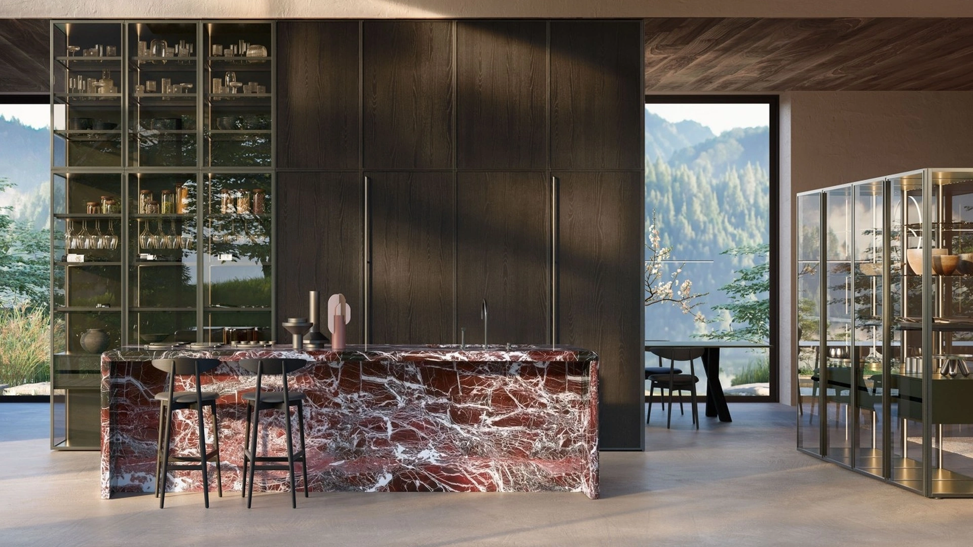 Cucina Design Margo Project 1 in Rovere sabbiato Ghisa e marmo di Euromobil