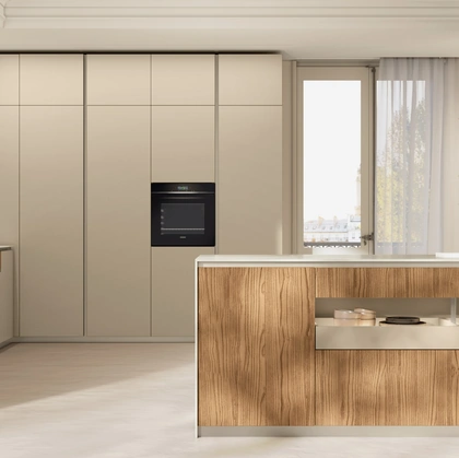 Cucina Moderna con penisola Brera 01 in laccato e legno di Lube