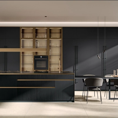 Cucina Moderna Brera 02 con isola in laccato e legno di Lube