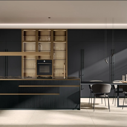 Cucina Moderna Brera 02 con isola in laccato e legno di Lube