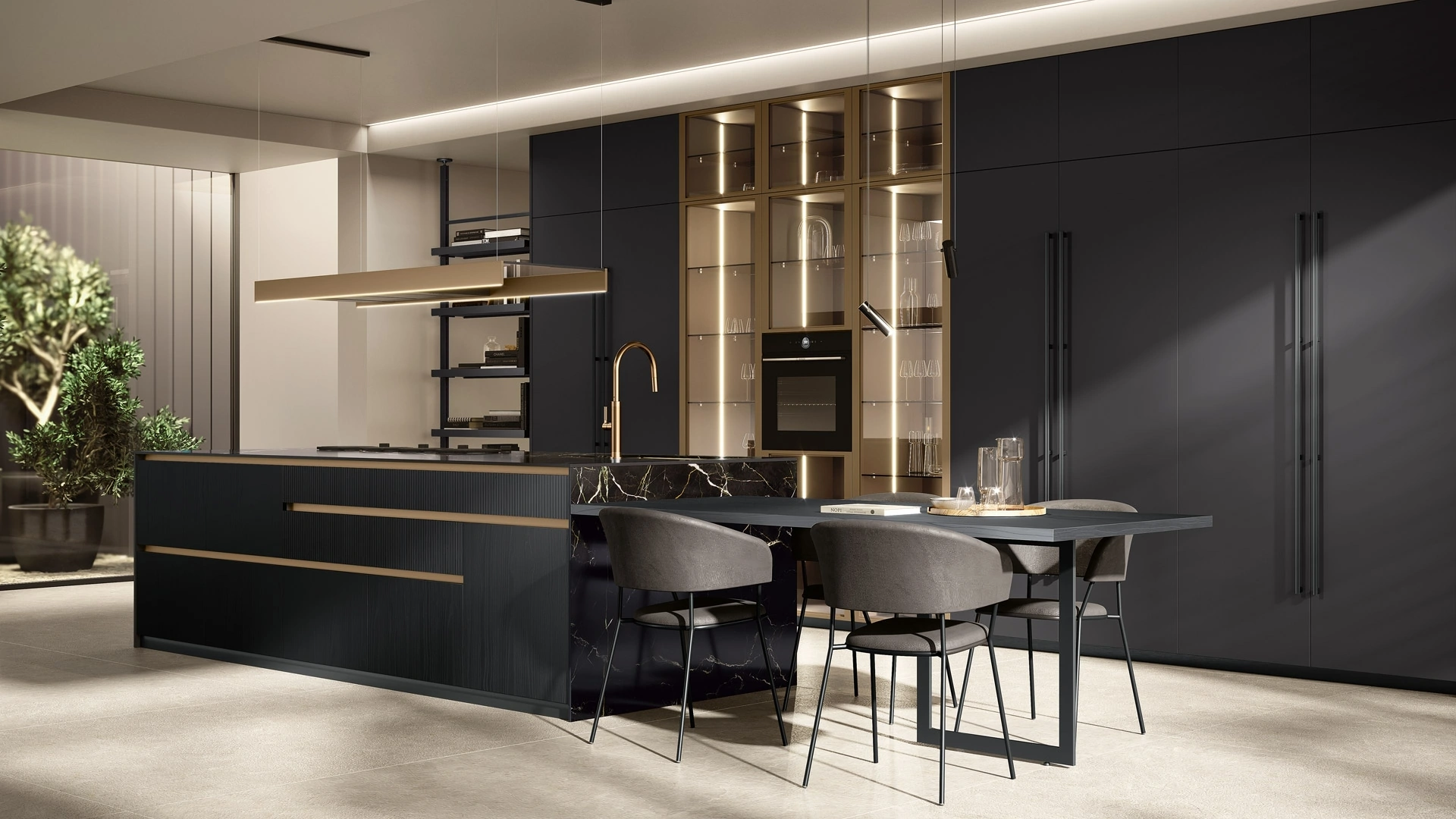 Cucina Moderna Brera 02 con isola in laccato e legno di Lube