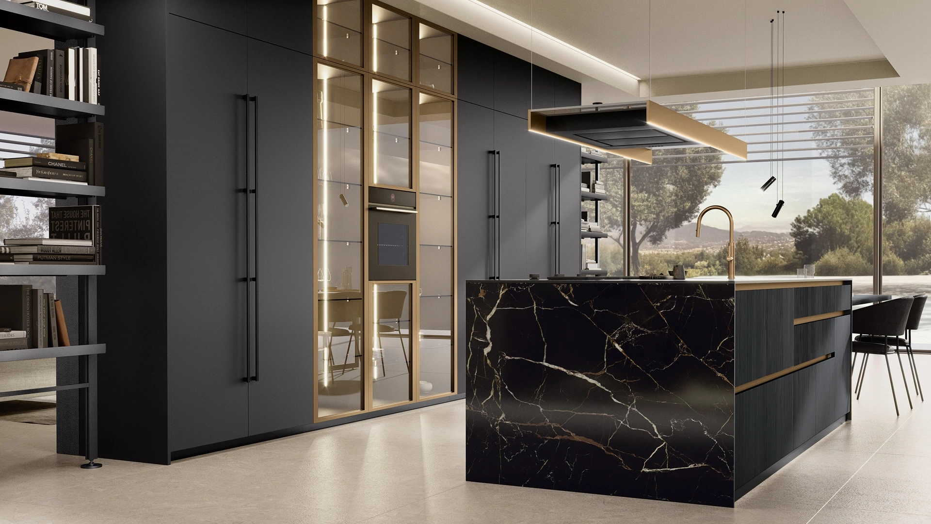 Cucina Moderna Brera 02 con isola in laccato e legno di Lube