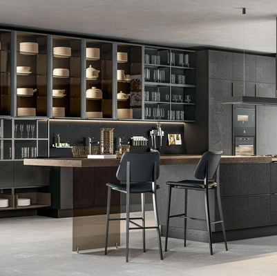 Cucina Moderna con isola Clover Design 01 in gres di Lube