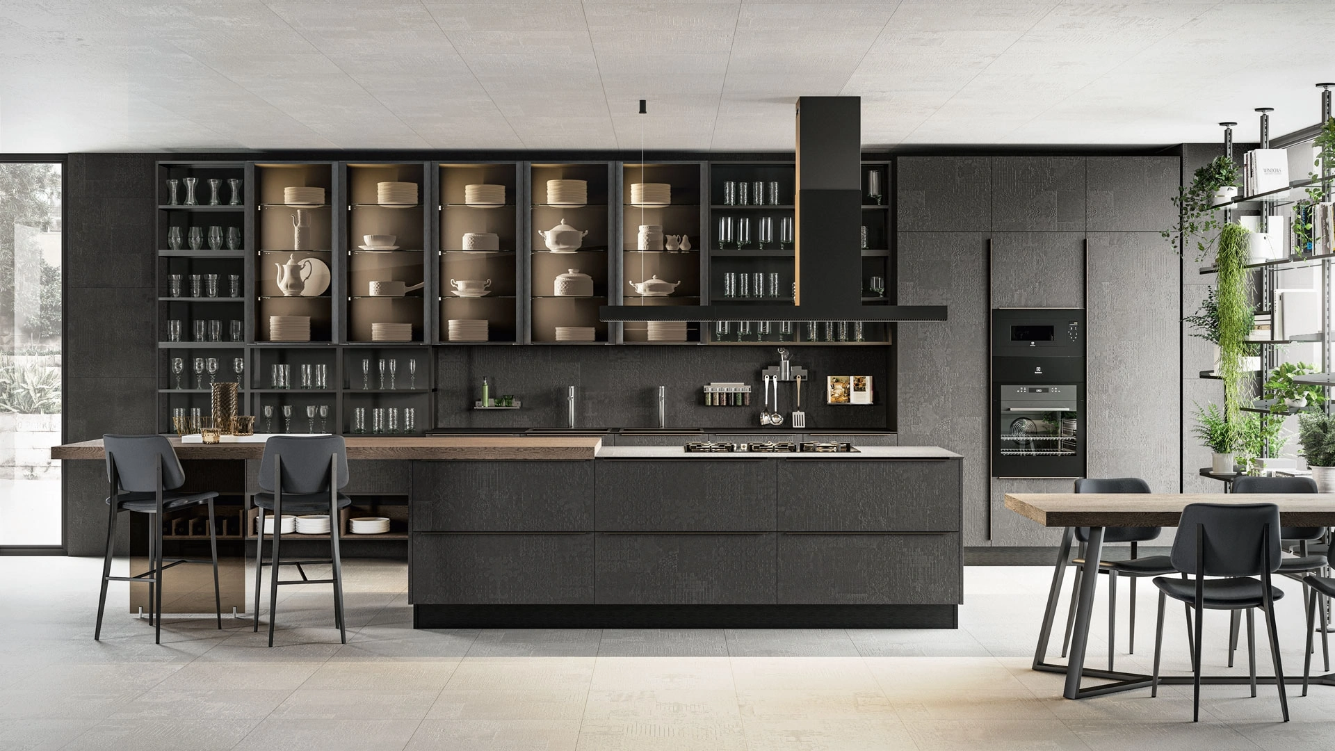 Cucina Moderna con isola Clover Design 01 in gres di Lube