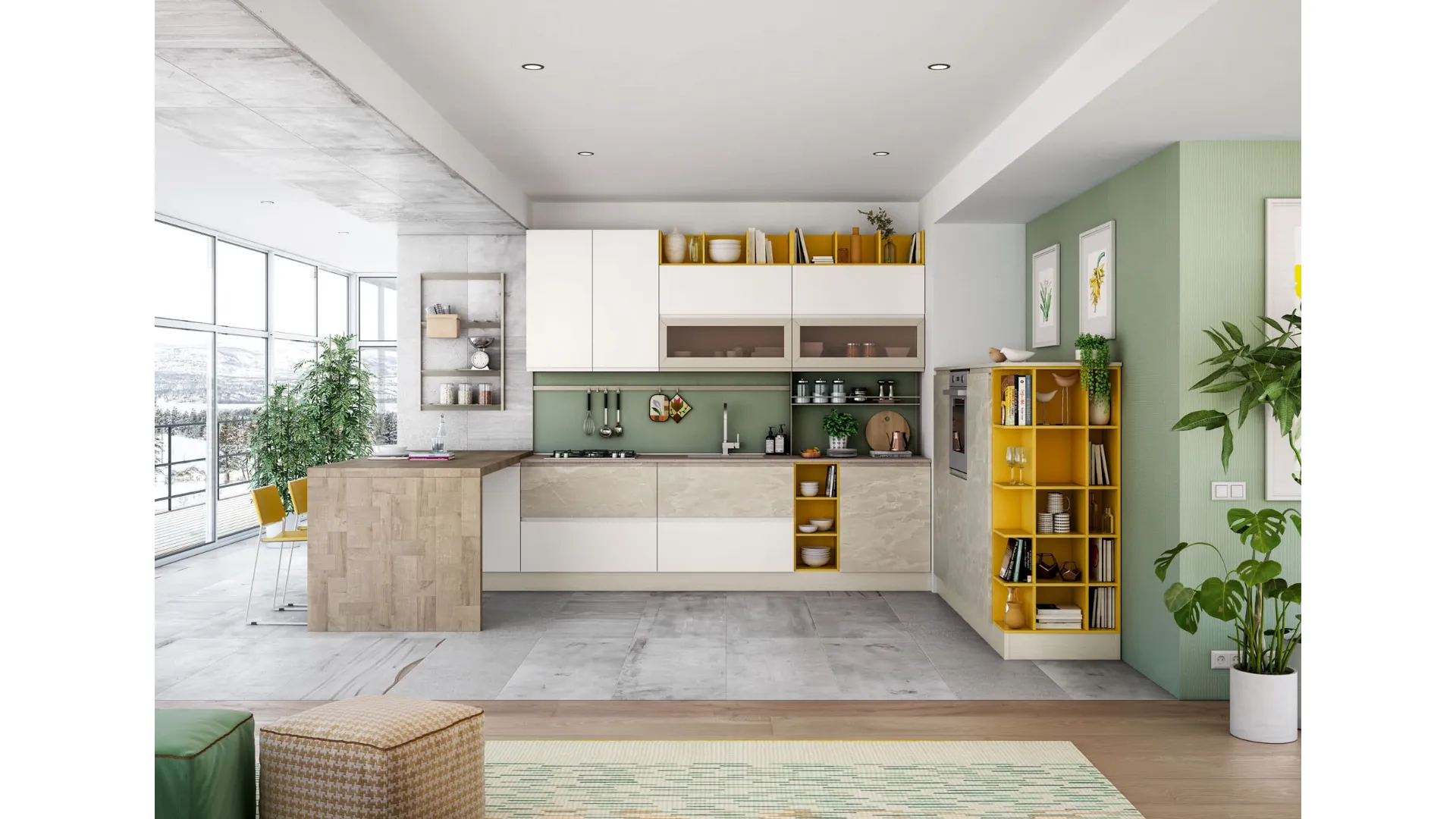 Cucina Moderna Jey Feel con penisola di Creo