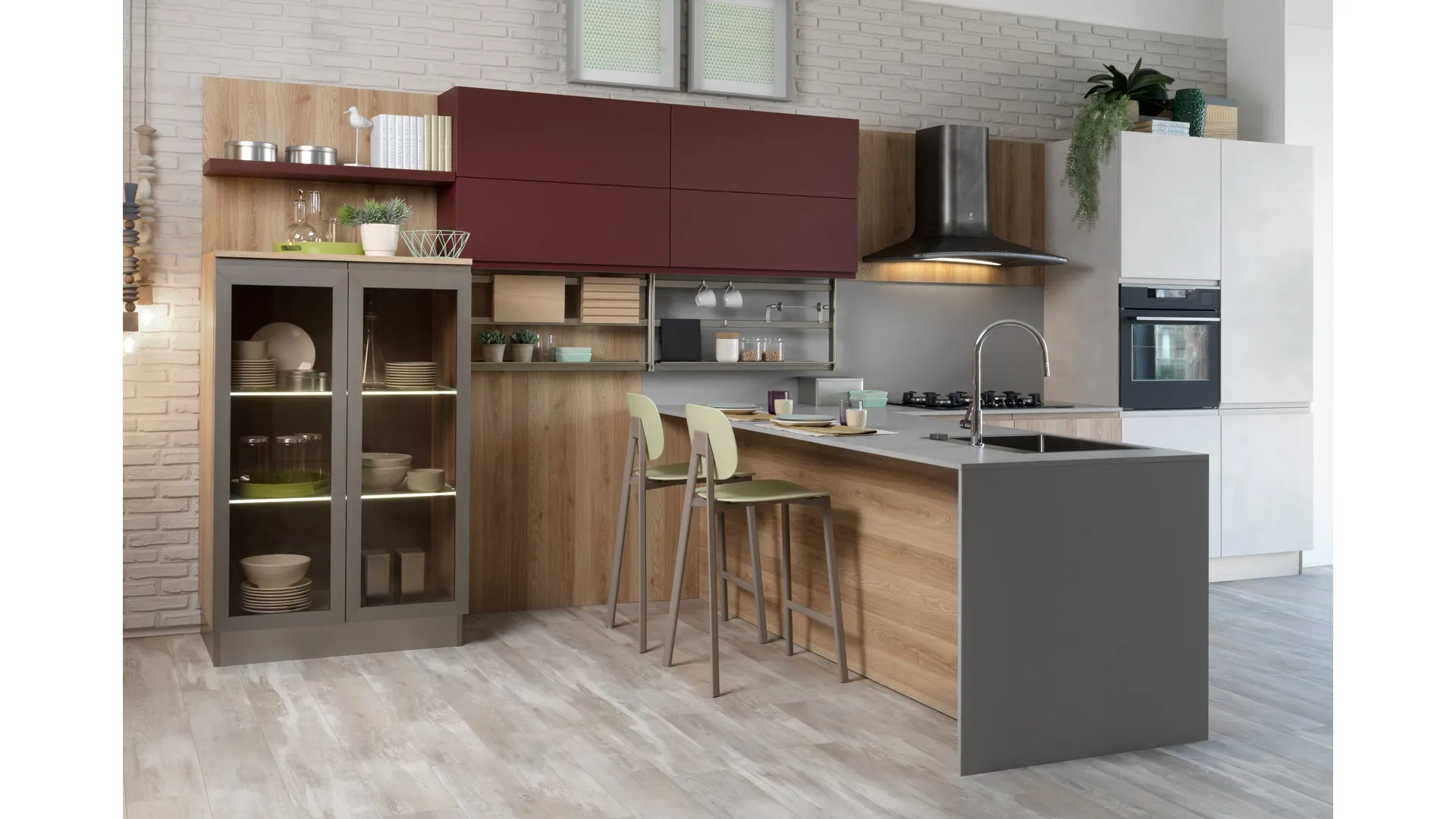 Cucina Moderna Jey Feel con penisola di Creo