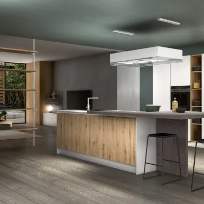 Cucina Moderna con isola Joy 02 in melaminico e Fenix di GM Cucine