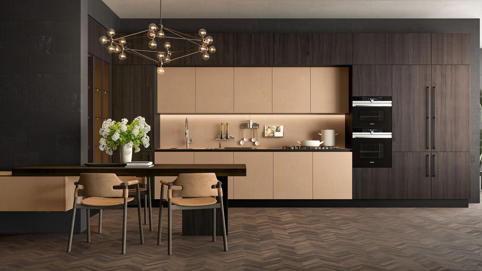 Cucina Moderna lineare Clover Design 03 in gres e legno di Lube