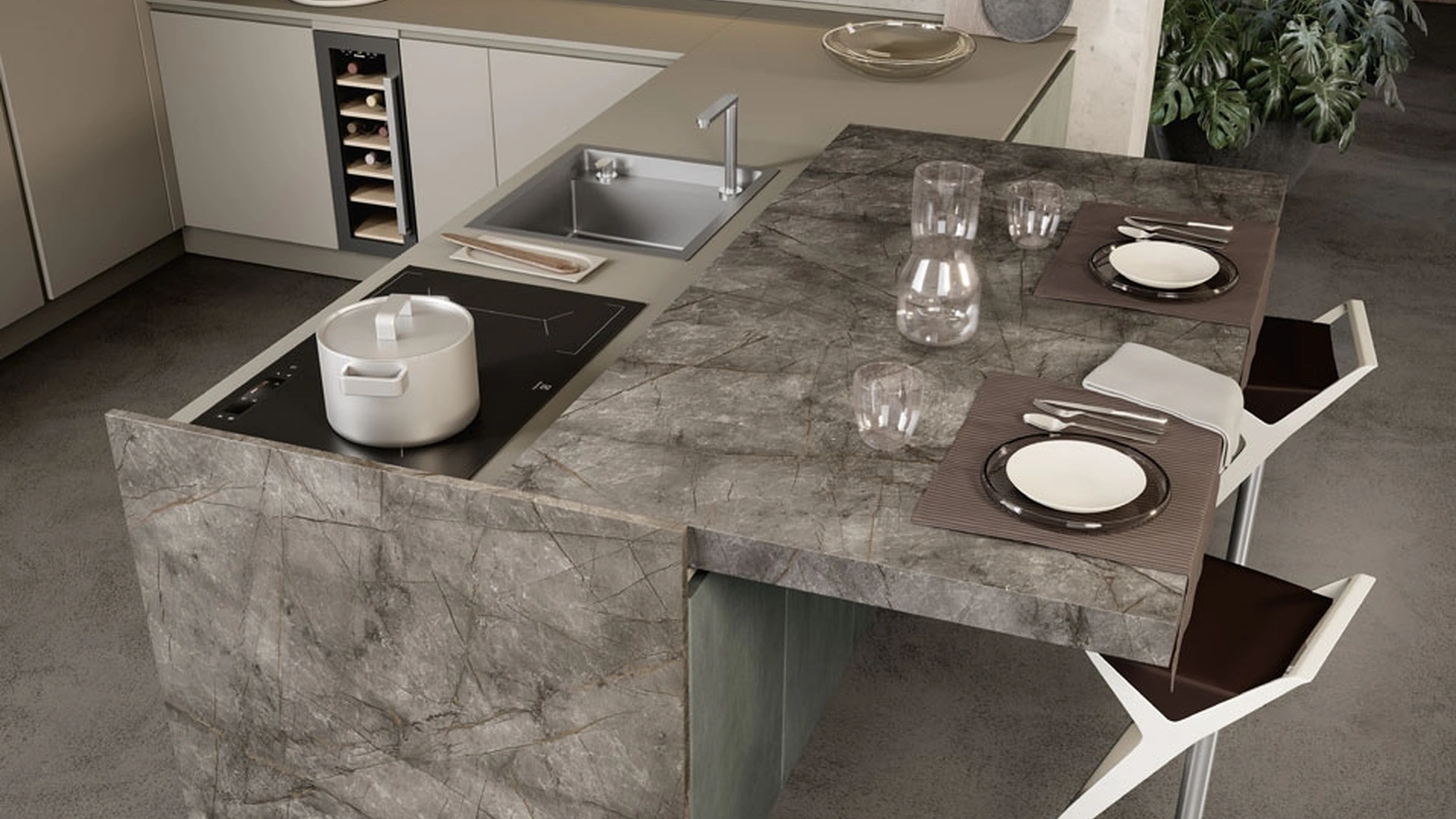 Cucina Moderna con penisola Unica 12 di Lube