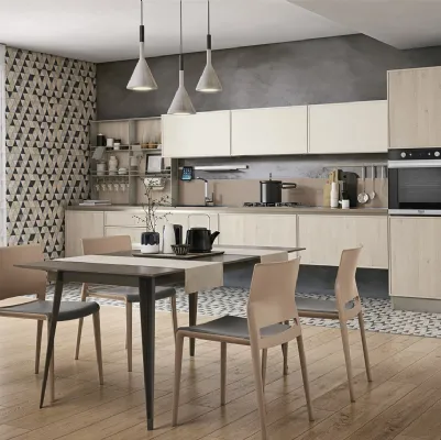 Cucina Moderna lineare Rewind finitura legno di Creo