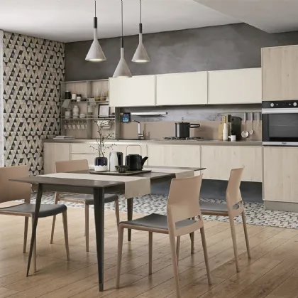 Cucina Moderna lineare Rewind finitura legno di Creo