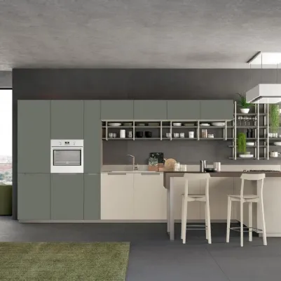 Cucina Moderna con penisola Round 14 di Lube