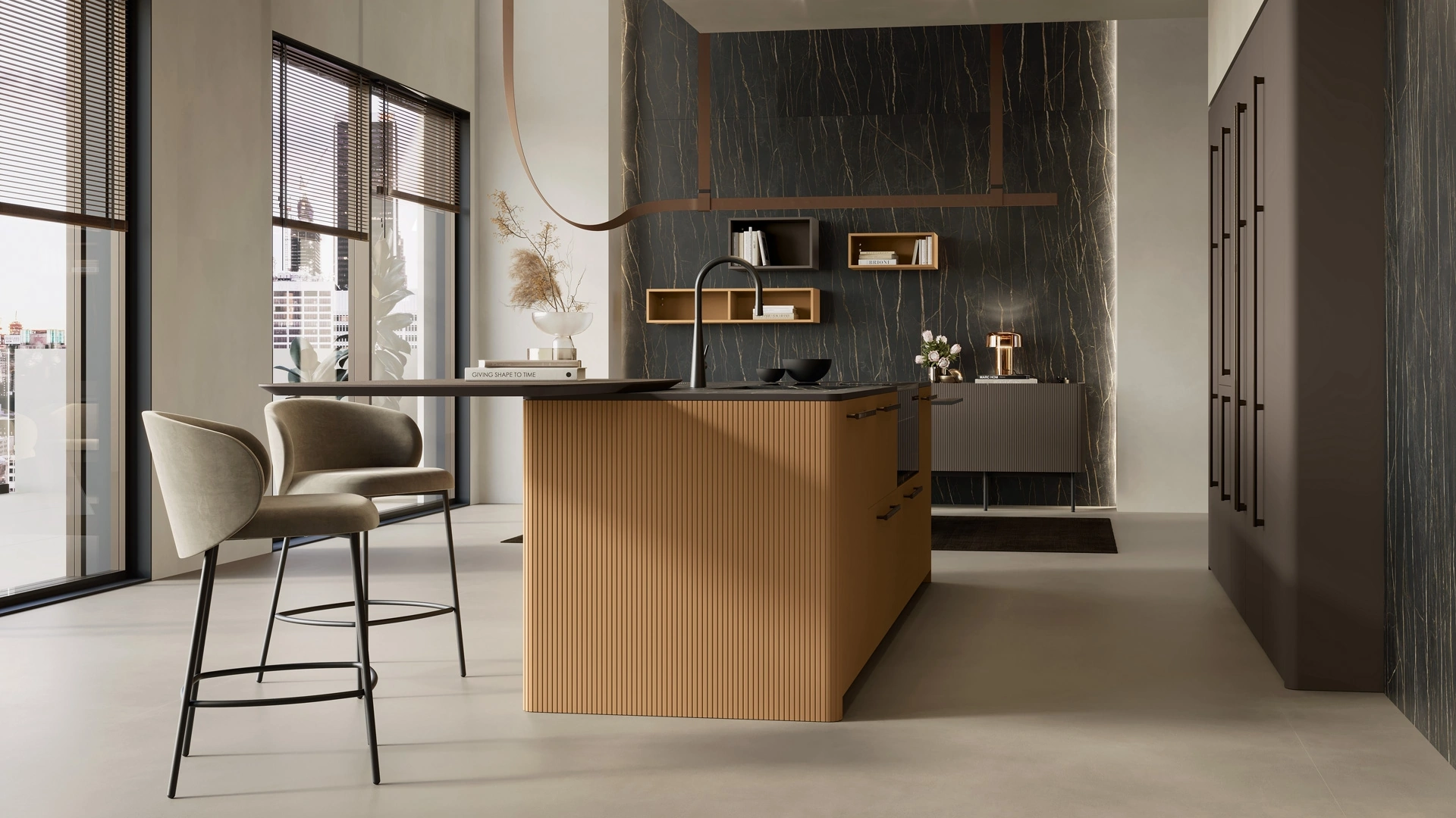 Cucina Moderna con isola Shade Lab 01 di Lube