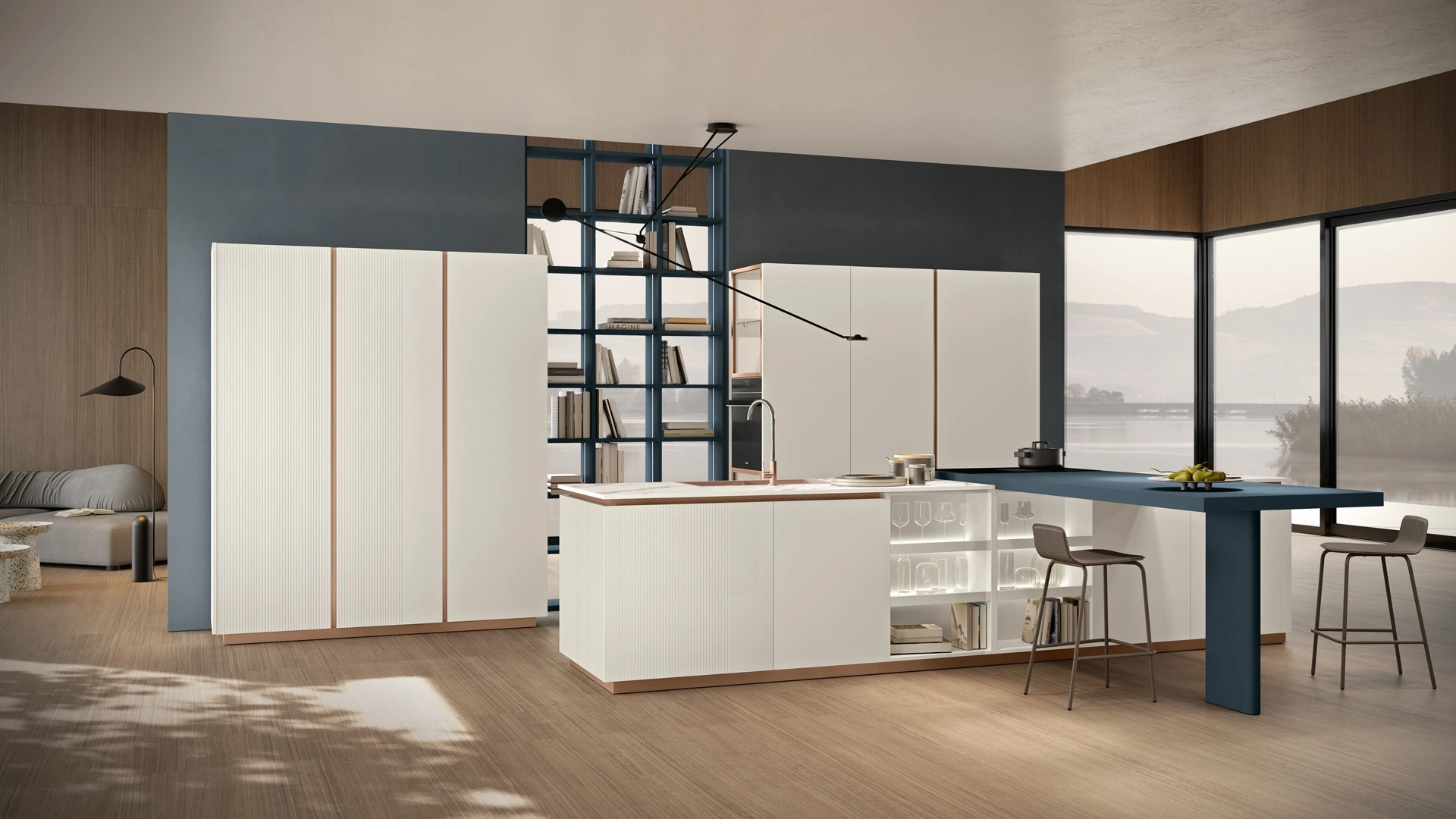 Cucina Moderna con penisola Shade Lab 05 di Lube