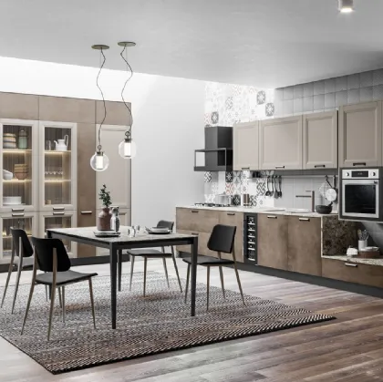 Cucina Moderna Smart lineare finitura Malta Bronzo e Pet Sahara Supermatt di Creo