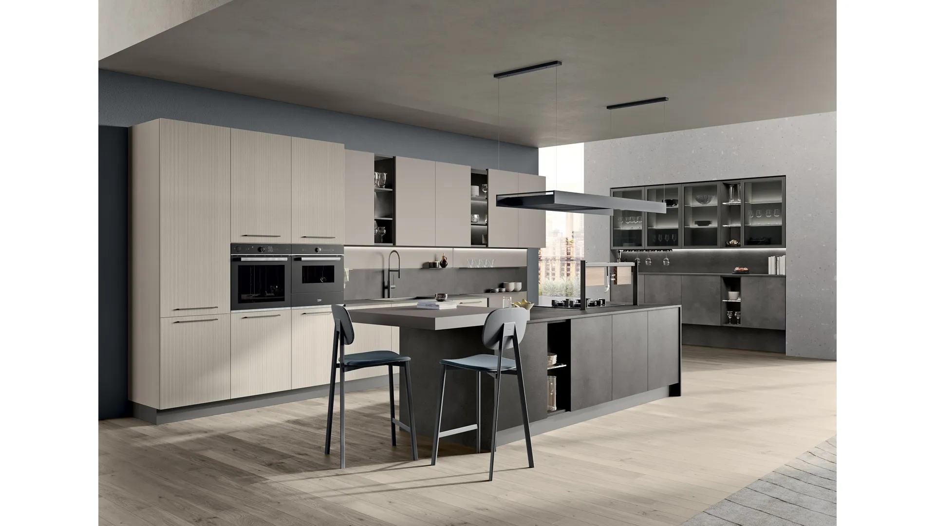 Cucina Moderna Tablet con isola di Creo