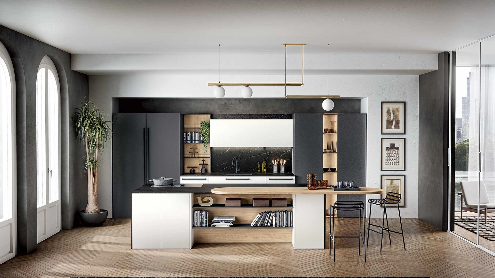 Cucina Moderna con isola Ventidue & XL 01 di GM Cucine